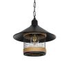 GLOBOSTAR® GLORA 201-0090 Vintage Κρεμαστό Φωτιστικό Οροφής με Ντουί 1 x E27 AC 220-240V IP20 - Μαύρο & Μπεζ - Μ30 x Π30 x Υ29cm
