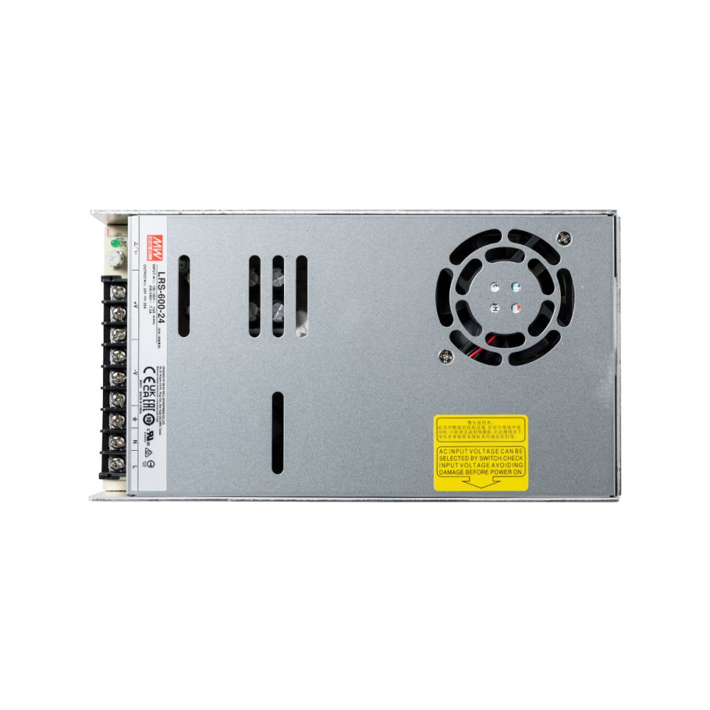 GLOBOSTAR® MEANWELL-LRS600-24 90788 Τροφοδοτικό/Μετασχηματιστής Class I PELV 600W 25A AC 220-240V σε DC 24V IP20 - Ρυθμιζόμενo από DC 22.8V έως DC 26.4V - Ασημί - Μ22.5 x Π12.4 x Υ4.1cm - 3 Χρόνια Εγγύηση