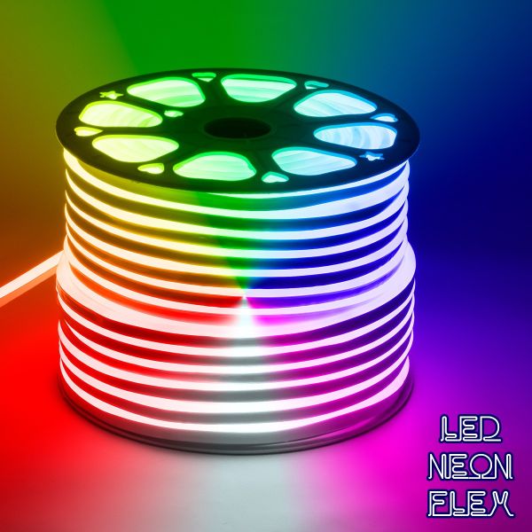 GLOBOSTAR® NEOVALE 70578 Ταινία Neon Flex LED 18W/m 900lm/m 120° DC 220-240V Αδιάβροχο IP65 60 x SMD5050 Chip/m Πολύχρωμο RGB Dimmable - Μ100 x Π0.8 x Υ1.6cm - 3 Χρόνια Εγγύηση