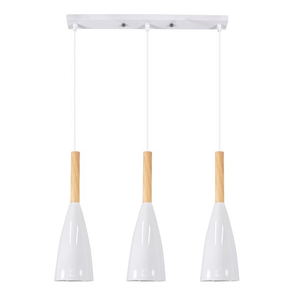 GLOBOSTAR® DILLON 00631 Μοντέρνο Κρεμαστό Φωτιστικό Οροφής με Ντουί 3 x E27 AC 220-240V IP20 - Λευκό & Μπεζ - Μ54 x Π14 x Υ130cm