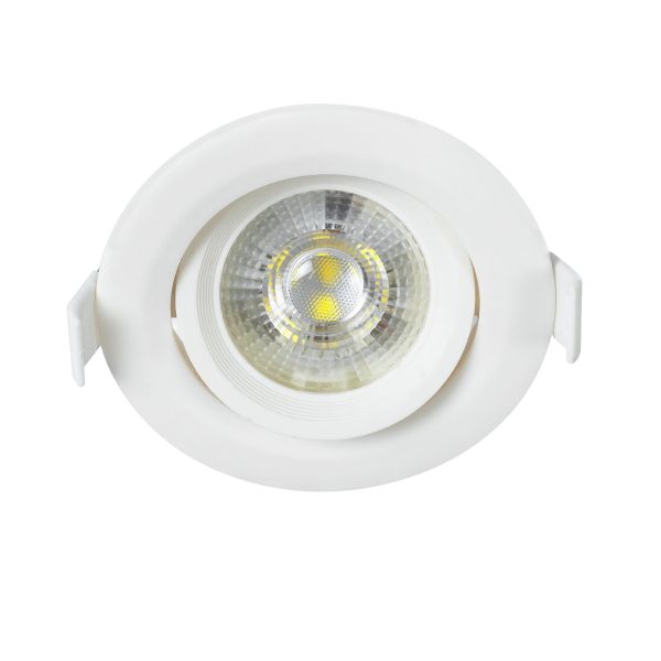 GLOBOSTAR® DE VALERA 60182 Χωνευτό Κινούμενο Downlight Σποτ LED 5W 500lm 60° AC 220-240V IP20 Ψυχρό Λευκό 6000K - Bridgelux SMD Chip & TÜV SÜD Driver - Λευκό Ματ - Μ9 x Π9 x Υ4cm / Q8cm - 3 Χρόνια Εγγύηση