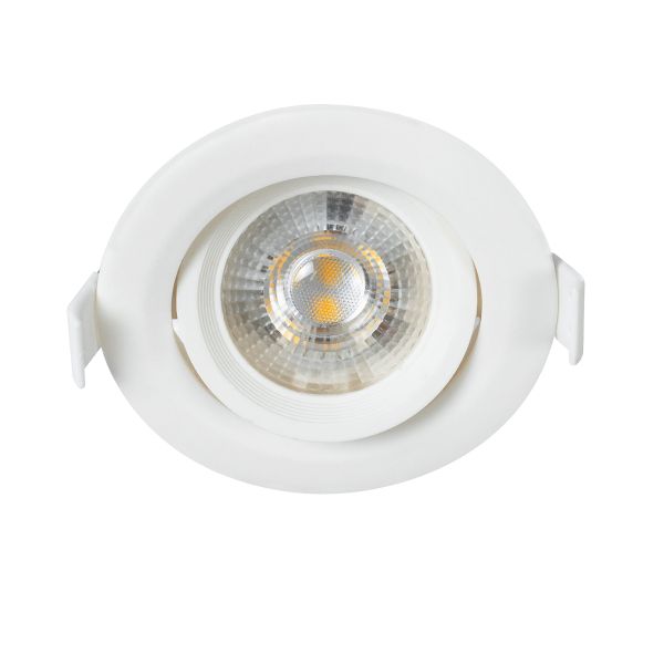 GloboStar® DE VALERA 60184 Χωνευτό LED Κινούμενο Spot Downlight 5W 470lm 60° AC 220-240V IP44 Φ9cm x Υ4cm - Στρόγγυλο - Λευκό - Θερμό Λευκό 2700K - Bridgelux Chip - TÜV Certified Driver - 5 Χρόνια Εγγύηση