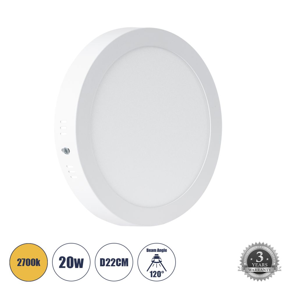 GLOBOSTAR® PANELO 60202 Panel Οροφής LED 20W 1800lm 120° AC 220-240V IP20 Θερμό Λευκό 2700K - Lumileds SMD Chip & TÜV SÜD Driver - Λευκό Γαλακτερό - Μ22 x Π22 x Υ3cm / Q20cm - 3 Χρόνια Εγγύηση