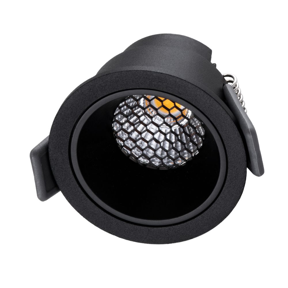 GLOBOSTAR® PLUTO-S 60251 Χωνευτό Downlight Σποτ με Honeycomb Anti Glare Reflector LED 7W 875lm 38° AC 220-240V IP20 Θερμό Λευκό 2700K - Bridgelux COB Chip & TÜV SÜD Driver - Μαύρο Ματ - Μ6.4 x Π6.4 x Υ4.9cm / Q5.5cm - 5 Χρόνια Εγγύηση
