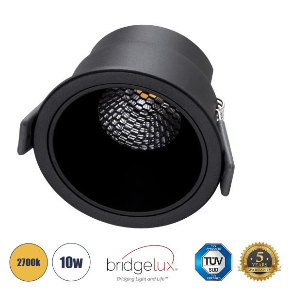 GLOBOSTAR® PLUTO-M 60257 Χωνευτό Downlight Σποτ με Honeycomb Anti Glare Reflector LED 10W 1250lm 38° AC 220-240V IP20 Θερμό Λευκό 2700K - Bridgelux COB Chip & TÜV SÜD Driver - Μαύρο Ματ - Μ8.4 x Π8.4 x Υ5.9cm / Q7.5cm - 5 Χρόνια Εγγύηση