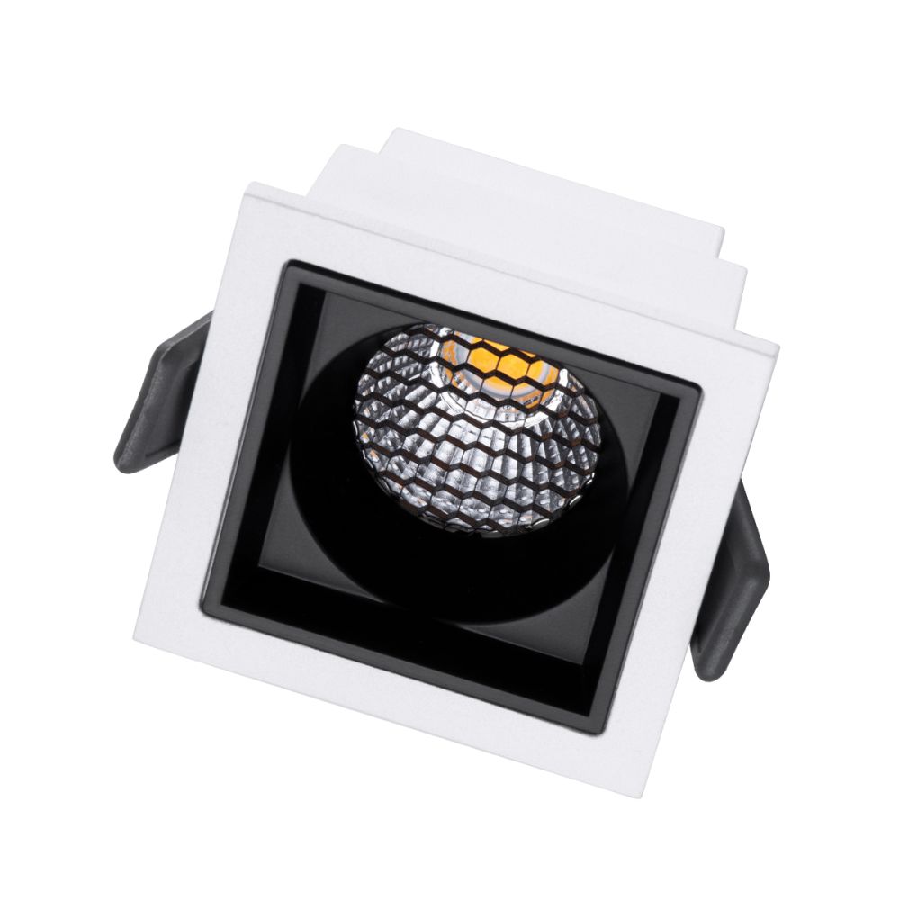 GLOBOSTAR® PLUTO-S 60264 Χωνευτό Downlight Σποτ με Honeycomb Anti Glare Reflector LED 7W 910lm 38° AC 220-240V IP20 Φυσικό Λευκό 4500K - Bridgelux COB Chip & TÜV SÜD Driver - Λευκό & Μαύρο Ματ - Μ6.4 x Π6.4 x Υ4.9cm / Q5.5 x 5.5cm - 5 Χρόνια Εγγύη