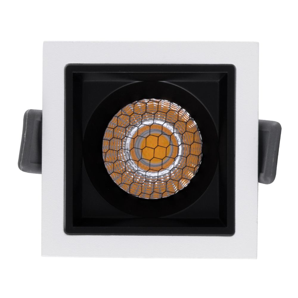 GLOBOSTAR® PLUTO-S 60264 Χωνευτό Downlight Σποτ με Honeycomb Anti Glare Reflector LED 7W 910lm 38° AC 220-240V IP20 Φυσικό Λευκό 4500K - Bridgelux COB Chip & TÜV SÜD Driver - Λευκό & Μαύρο Ματ - Μ6.4 x Π6.4 x Υ4.9cm / Q5.5 x 5.5cm - 5 Χρόνια Εγγύη