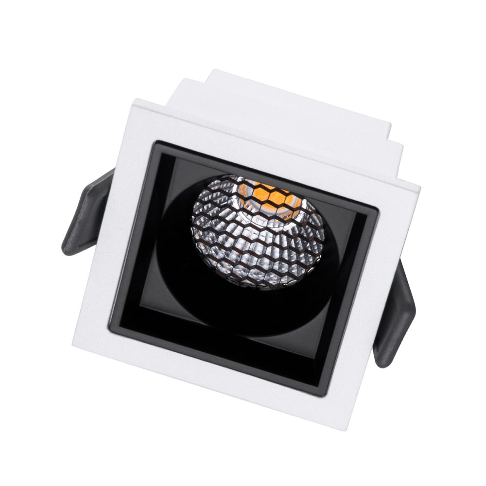 GLOBOSTAR® PLUTO-S 60265 Χωνευτό Downlight Σποτ με Honeycomb Anti Glare Reflector LED 7W 875lm 38° AC 220-240V IP20 Θερμό Λευκό 2700K - Bridgelux COB Chip & TÜV SÜD Driver - Λευκό & Μαύρο Ματ - Μ6.4 x Π6.4 x Υ4.9cm / Q5.5 x 5.5cm - 5 Χρόνια Εγγύησ