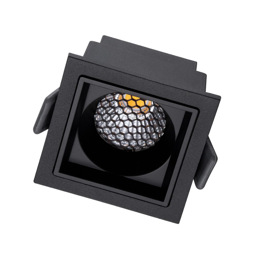 GLOBOSTAR® PLUTO-S 60268 Χωνευτό Downlight Σποτ με Honeycomb Anti Glare Reflector LED 7W 910lm 38° AC 220-240V IP20 Φυσικό Λευκό 4500K - Bridgelux COB Chip & TÜV SÜD Driver - Μαύρο Ματ - Μ6.4 x Π6.4 x Υ4.9cm / Q5.5 x 5.5cm - 5 Χρόνια Εγγύηση