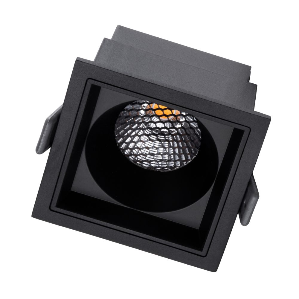 GLOBOSTAR® PLUTO-M 60275 Χωνευτό Downlight Σποτ με Honeycomb Anti Glare Reflector LED 10W 1250lm 38° AC 220-240V IP20 Θερμό Λευκό 2700K - Bridgelux COB Chip & TÜV SÜD Driver - Μαύρο Ματ - Μ8.4 x Π8.4 x Υ5.9cm / Q7.5 x 7.5cm - 5 Χρόνια Εγγύηση