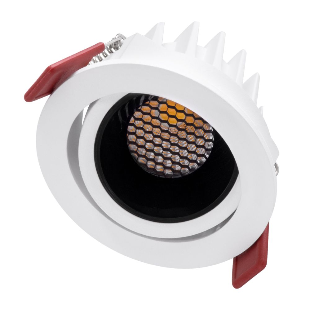 GLOBOSTAR® LEO-R 60282 Χωνευτό Κινούμενο Downlight Σποτ με Honeycomb Anti Glare Reflector LED 10W 1300lm 38° AC 220-240V IP20 Φυσικό Λευκό 4500K - Bridgelux COB Chip & TÜV SÜD Driver - Λευκό & Μαύρο Ματ - Μ8.5 x Π8.5 x Υ6.6cm / Q7.5cm - 5 Χρόνια Ε