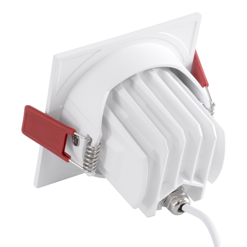 GLOBOSTAR® LEO-SQ 60288 Χωνευτό Κινούμενο Downlight Σποτ με Honeycomb Anti Glare Reflector LED 10W 1300lm 38° AC 220-240V IP20 Φυσικό Λευκό 4500K - Bridgelux COB Chip & TÜV SÜD Driver - Λευκό & Μαύρο Ματ - Μ8.5 x Π8.5 x Υ6.6cm / Q7.5 x 7.5cm - 5 Χ