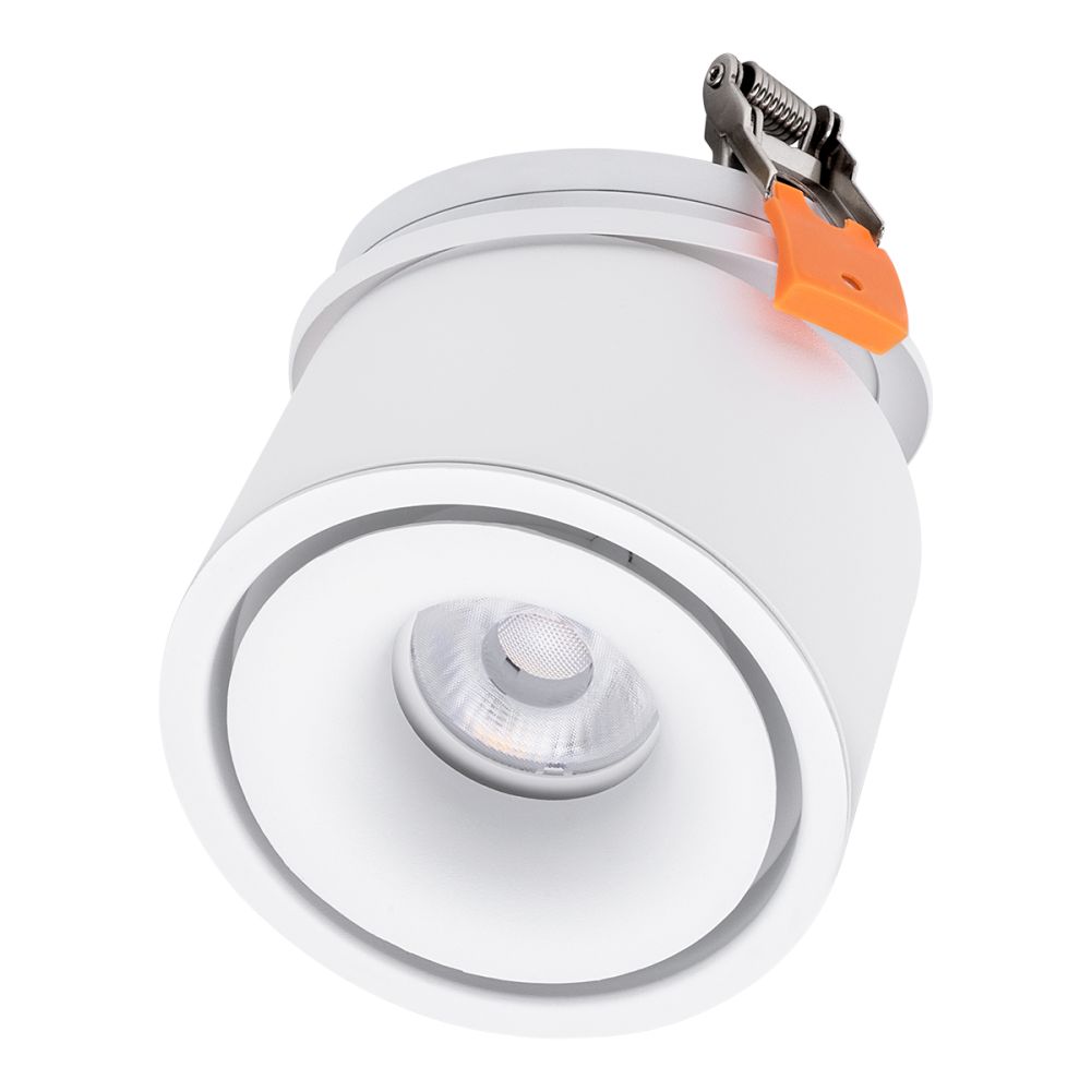 GLOBOSTAR® OMEGA-R 60295 Χωνευτό Κινούμενο Downlight Σποτ LED 12W 1500lm 36° AC 220-240V IP20 Θερμό Λευκό 2700K - Bridgelux COB Chip & TÜV SÜD Driver - Λευκό Ματ - Μ10 x Π10 x Υ8.2cm / Q9cm - 5 Χρόνια Εγγύηση