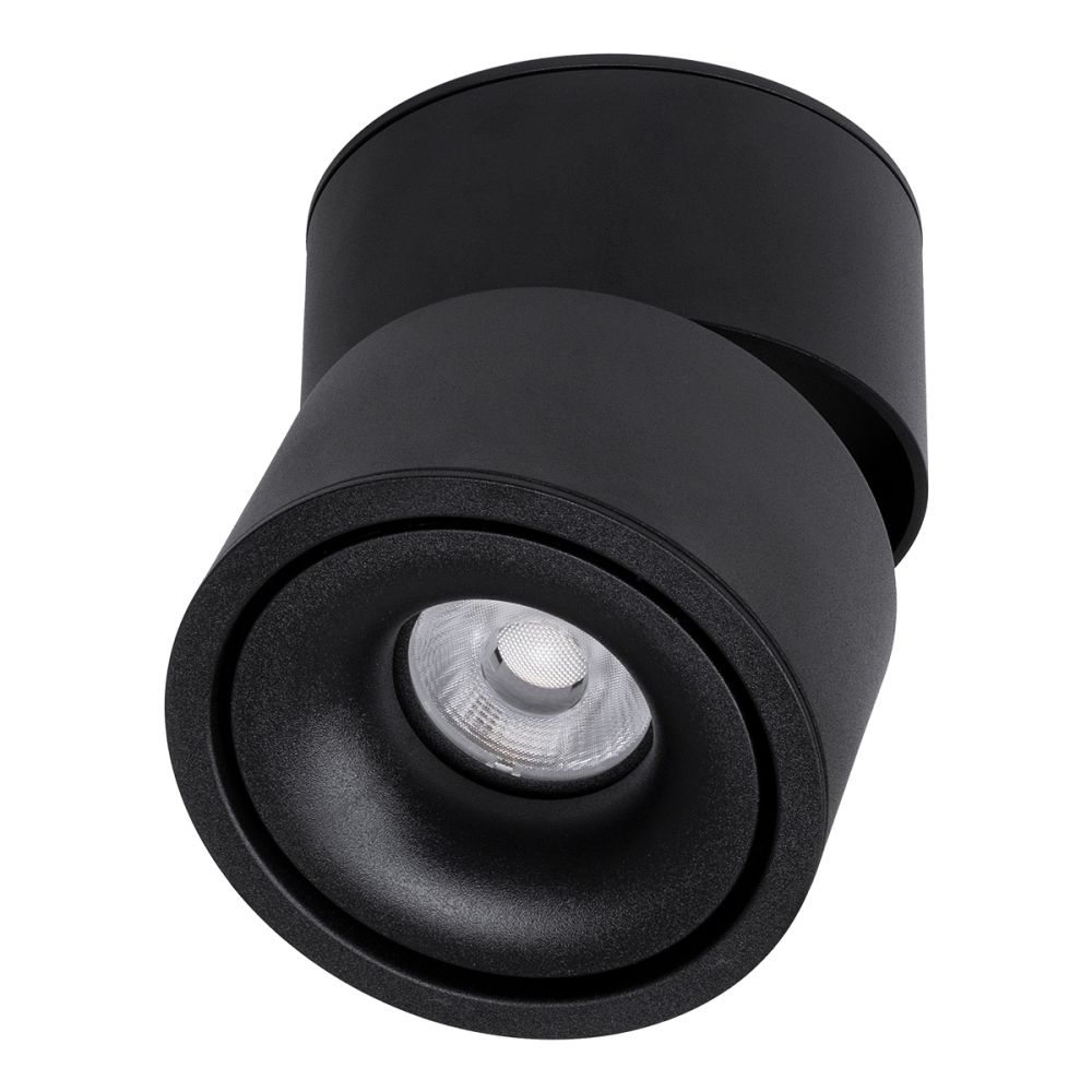 GLOBOSTAR® OMEGA-S 60301 Κινούμενο Downlight Σποτ LED 12W 1500lm 36° AC 220-240V IP20 Θερμό Λευκό 2700K - Bridgelux COB Chip & TÜV SÜD Driver - Μαύρο Ματ - Μ10 x Π10 x Υ10.5cm - 5 Χρόνια Εγγύηση