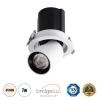 GLOBOSTAR® VIRGO-S 60302 Χωνευτό Κινούμενο Downlight Σποτ LED 7W 910lm 36° AC 220-240V IP20 Φυσικό Λευκό 4500K - Bridgelux COB Chip & TÜV SÜD Driver - Λευκό & Μαύρο Ματ - Μ9 x Π9 x Υ9cm / Q7.8cm - 5 Χρόνια Εγγύηση