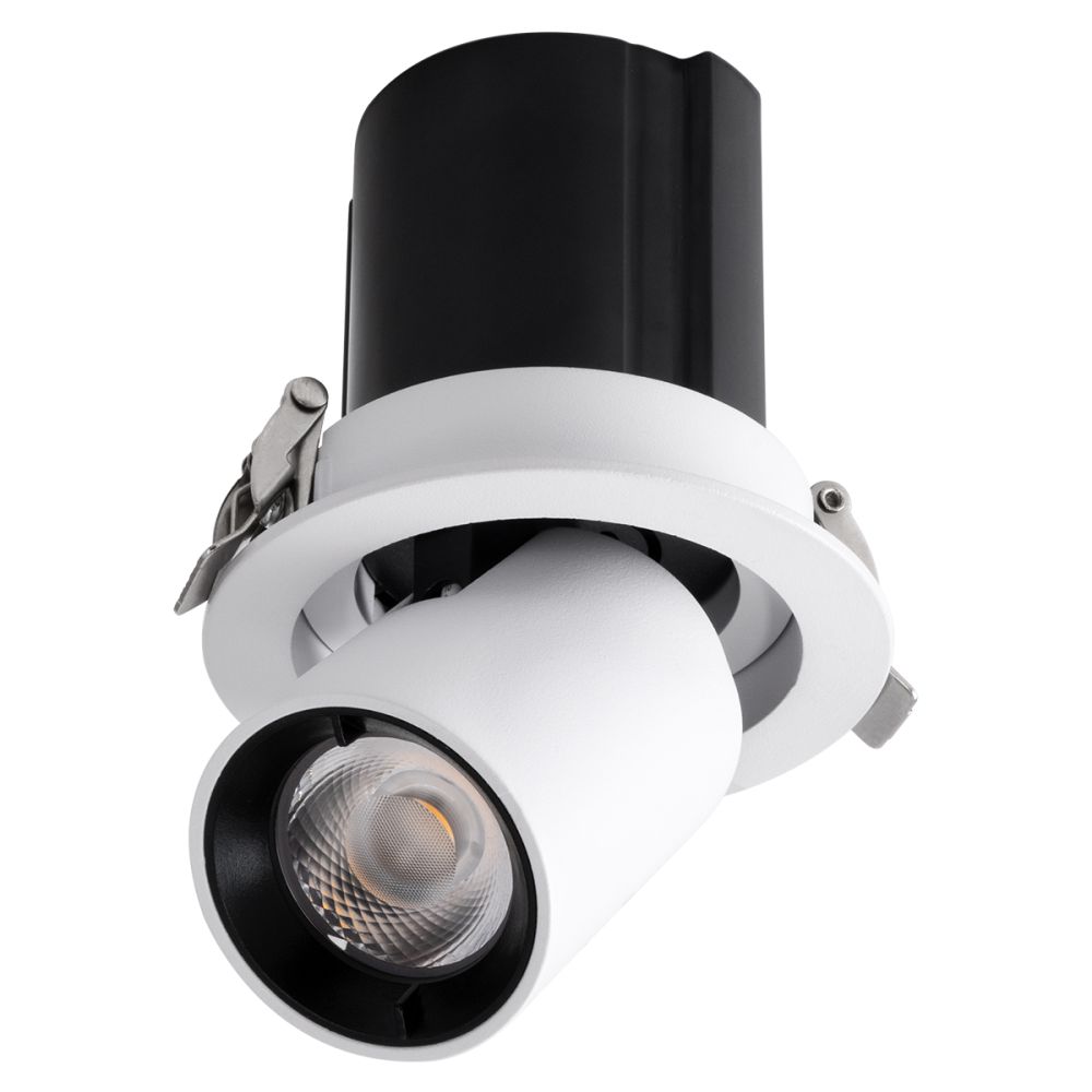 GLOBOSTAR® VIRGO-S 60303 Χωνευτό Κινούμενο Downlight Σποτ LED 7W 875lm 36° AC 220-240V IP20 Θερμό Λευκό 2700K - Bridgelux COB Chip & TÜV SÜD Driver - Λευκό & Μαύρο Ματ - Μ9 x Π9 x Υ9cm / Q7.8cm - 5 Χρόνια Εγγύηση
