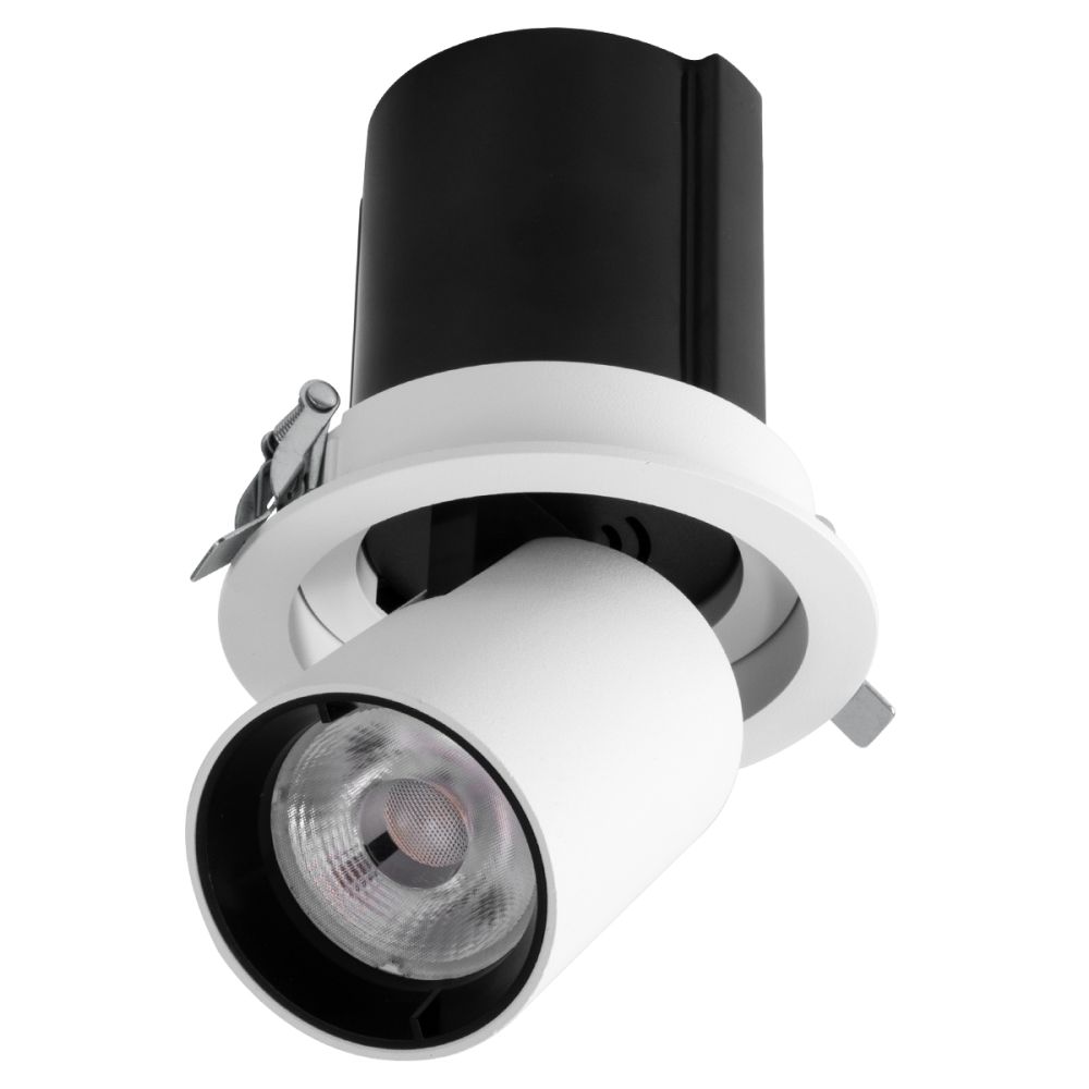 GLOBOSTAR® VIRGO-M 60307 Χωνευτό Κινούμενο Downlight Σποτ LED 12W 1500lm 36° AC 220-240V IP20 Θερμό Λευκό 2700K - Bridgelux COB Chip & TÜV SÜD Driver - Λευκό & Μαύρο Ματ - Μ11 x Π11 x Υ11.5cm / Q9.5cm - 5 Χρόνια Εγγύηση