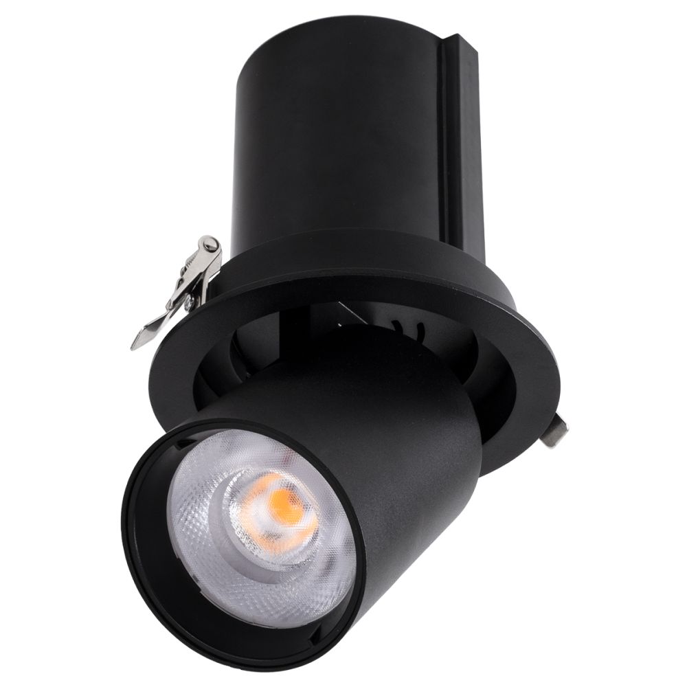 GLOBOSTAR® VIRGO-B 60313 Χωνευτό Κινούμενο Downlight Σποτ LED 20W 2500lm 36° AC 220-240V IP20 Θερμό Λευκό 2700K - Bridgelux COB Chip & TÜV SÜD Driver - Μαύρο Ματ - Μ13.5 x Π13.5 x Υ14cm / Q11.5cm - 5 Χρόνια Εγγύηση