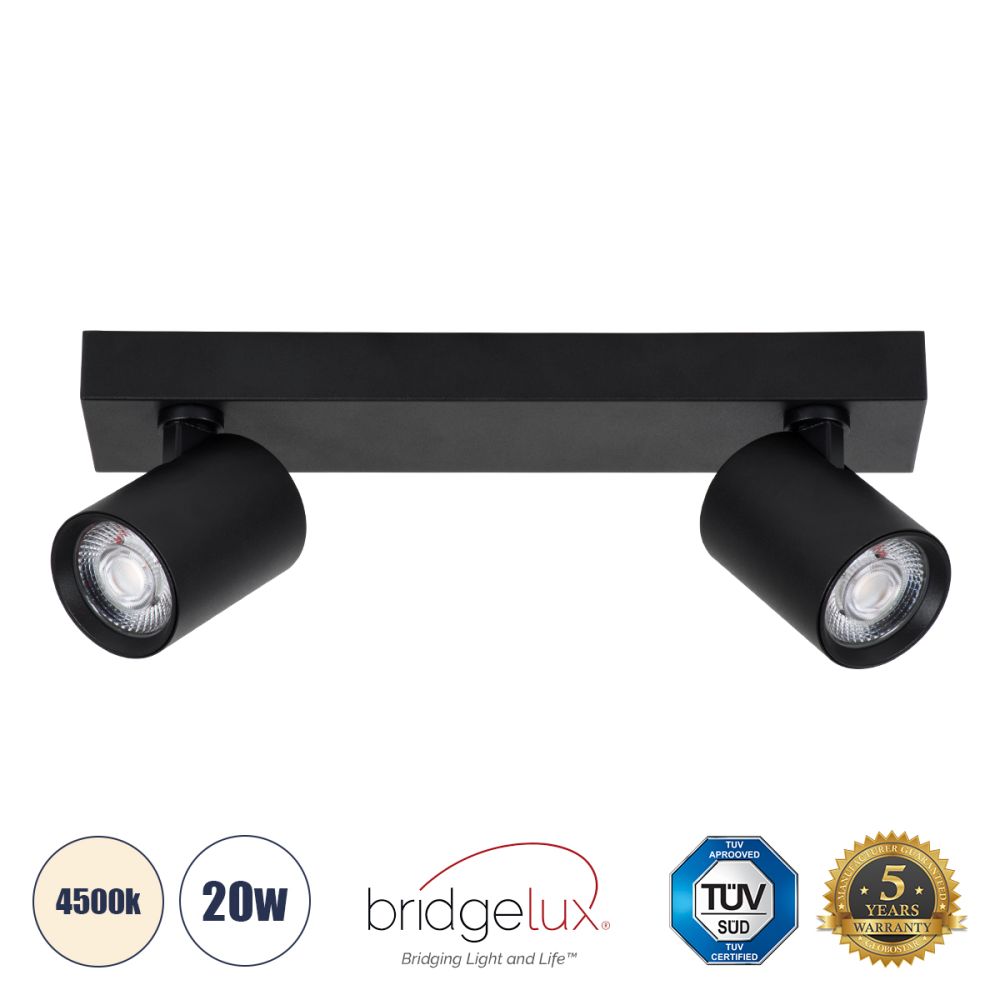 GLOBOSTAR® LEONARDO 60346 Μοντέρνο Φωτιστικό Οροφής LED 20W 2400lm 60° AC 220-240V IP20 Φυσικό Λευκό 4500K - Bridgelux COB - Μαύρο - Μ32 x Π7 x Υ11.8cm - 5 Χρόνια Εγγύηση