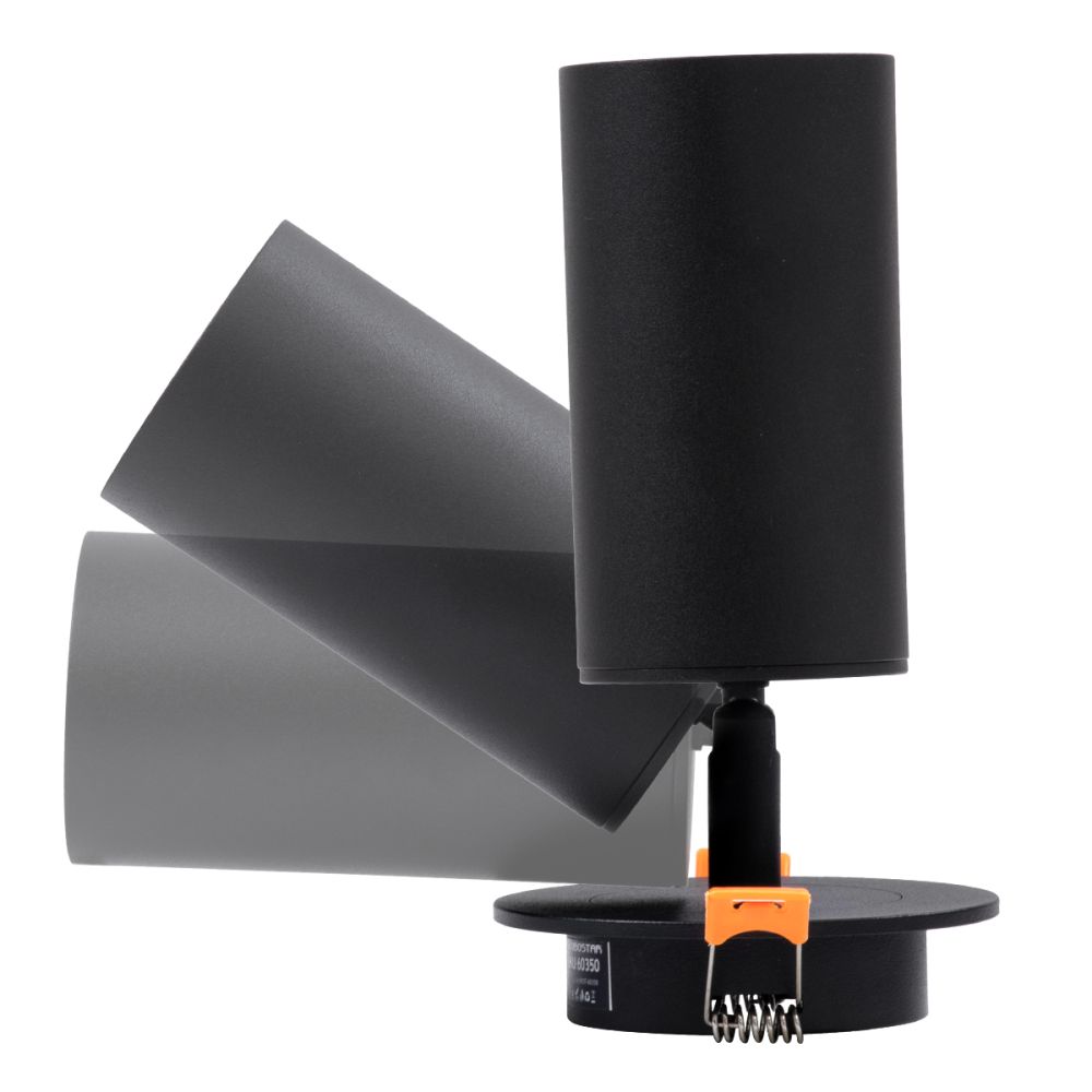 GLOBOSTAR® LEO 60350 Χωνευτό Κινούμενο Φωτιστικό Downlight Σποτ με Ντουί 1 x GU10 AC 220-240V IP20 - Μαύρο Ματ - Μ9 x Π9 x Υ17cm / Q7cm
