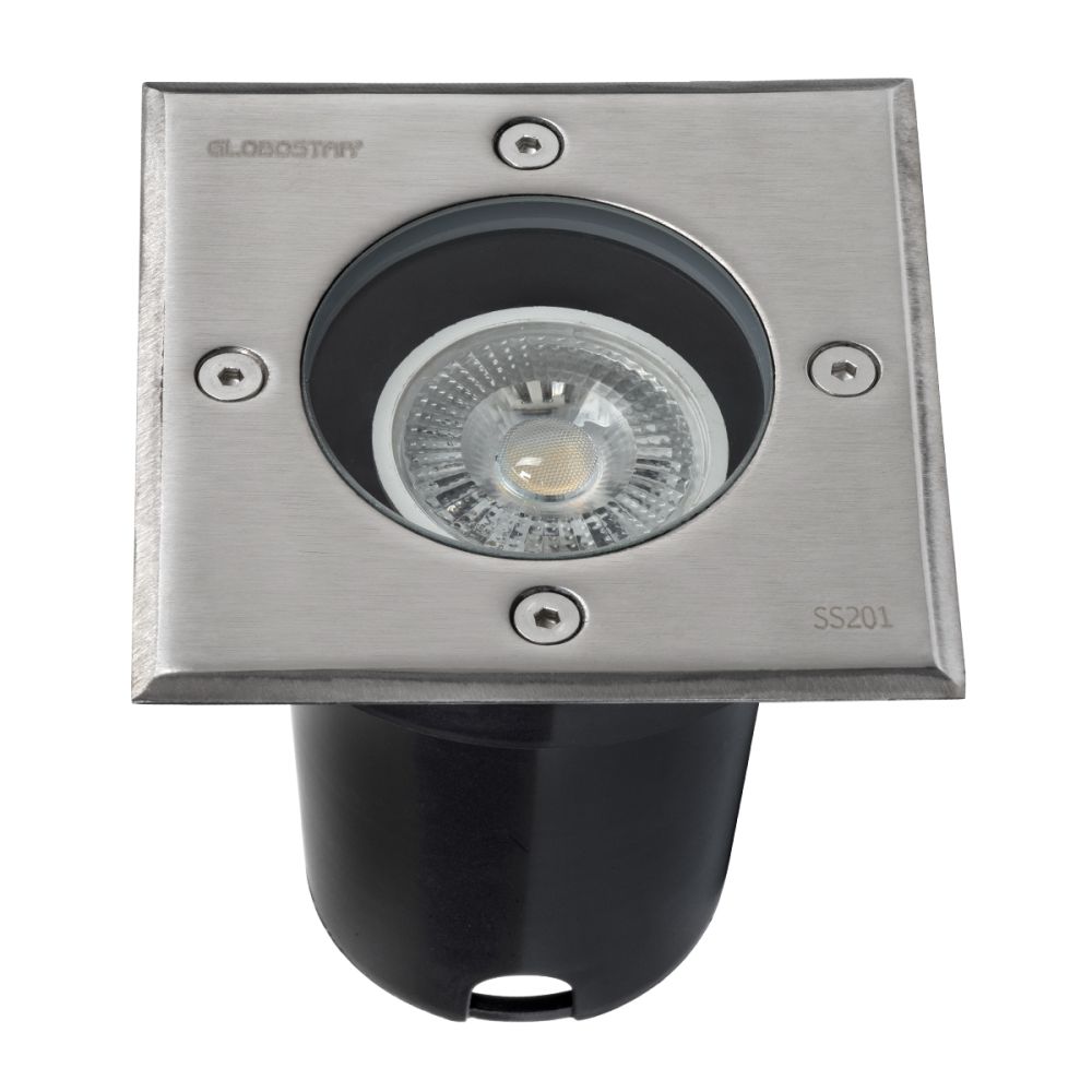 GLOBOSTAR® GIGO 60362 Χωνευτό Φωτιστικό Δαπέδου Σποτ για Λάμπα MR16 με Ντουί 1 x GU10 AC 220-240V Αδιάβροχο IP68 IK09 - Ανοξείδωτο Ατσάλι SS201 - Μ11 x Π11 x Υ11.5cm / Q10.4 x 10.4cm