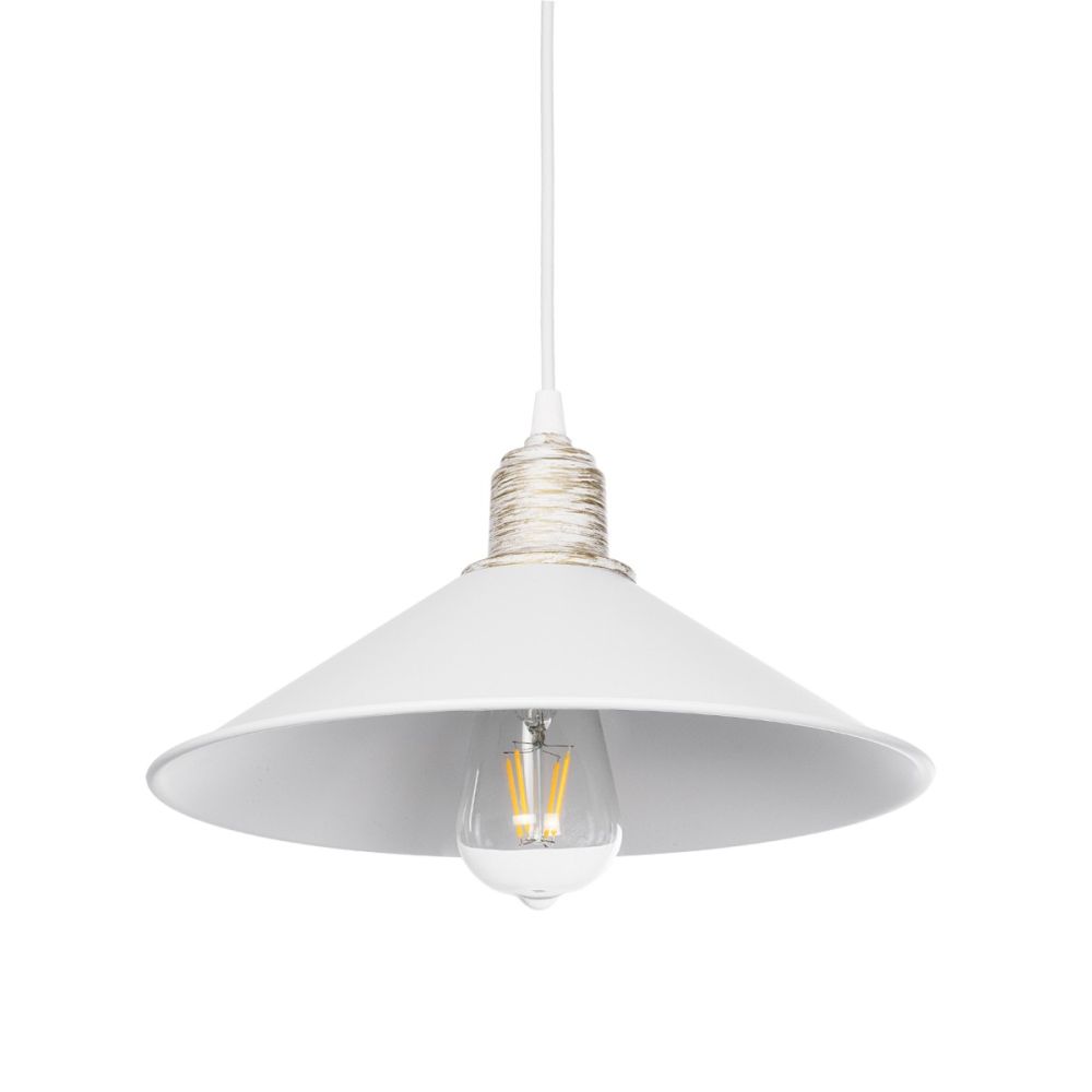 GLOBOSTAR® FERRO 203-0083 Μοντέρνο Κρεμαστό Φωτιστικό Οροφής με Ντουί 1 x E27 AC 220-240V IP20 - Λευκό & Χρυσό - Μ30 x Π30 x Υ15cm