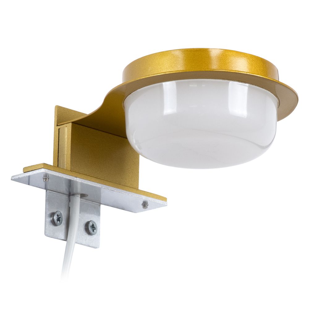 GLOBOSTAR® KIARA 60401 Μοντέρνο Φωτιστικό Τοίχου - Απλίκα Καθρέπτη Μπάνιου LED 5W 560lm 120° AC 220-240V IP44 Φυσικό Λευκό 4500K - Lumileds SMD Chip & TÜV SÜD Driver - Χρυσό & Λευκό - Μ10 x Π13 x Υ3cm - 3 Χρόνια Εγγύηση