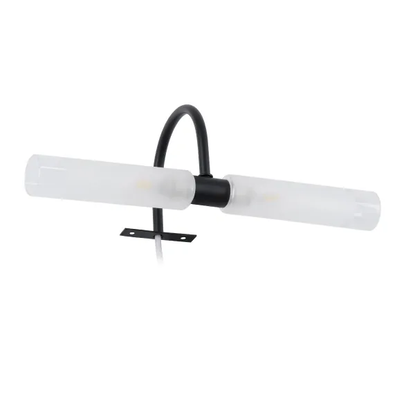 GLOBOSTAR® FLORA 60412 Μοντέρνο Φωτιστικό Τοίχου - Απλίκα Καθρέπτη Μπάνιου με Ντουί 2 x G9 AC 220-240V IP44 - Μαύρο Ματ - Μ31 x Π13 x Υ12cm