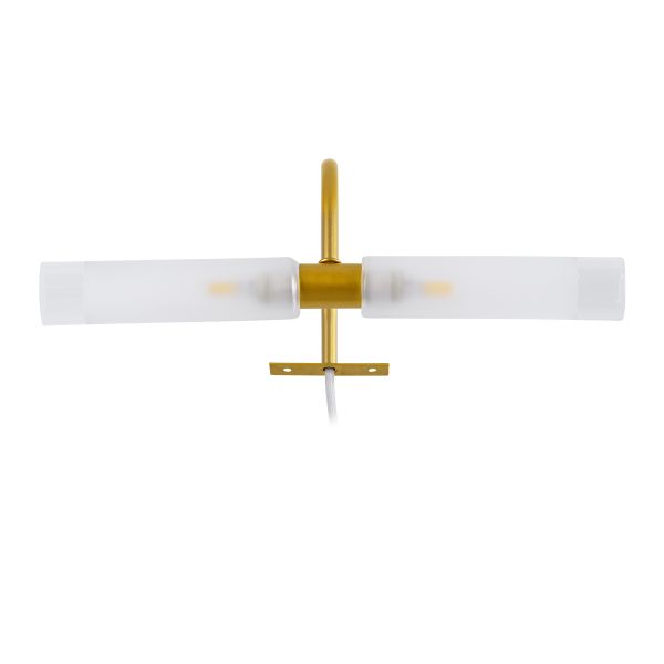 GLOBOSTAR® FLORA 60413 Μοντέρνο Φωτιστικό Τοίχου - Απλίκα Καθρέπτη Μπάνιου με Ντουί 2 x G9 AC 220-240V IP44 - Χρυσό & Λευκό - Μ31 x Π13 x Υ12cm