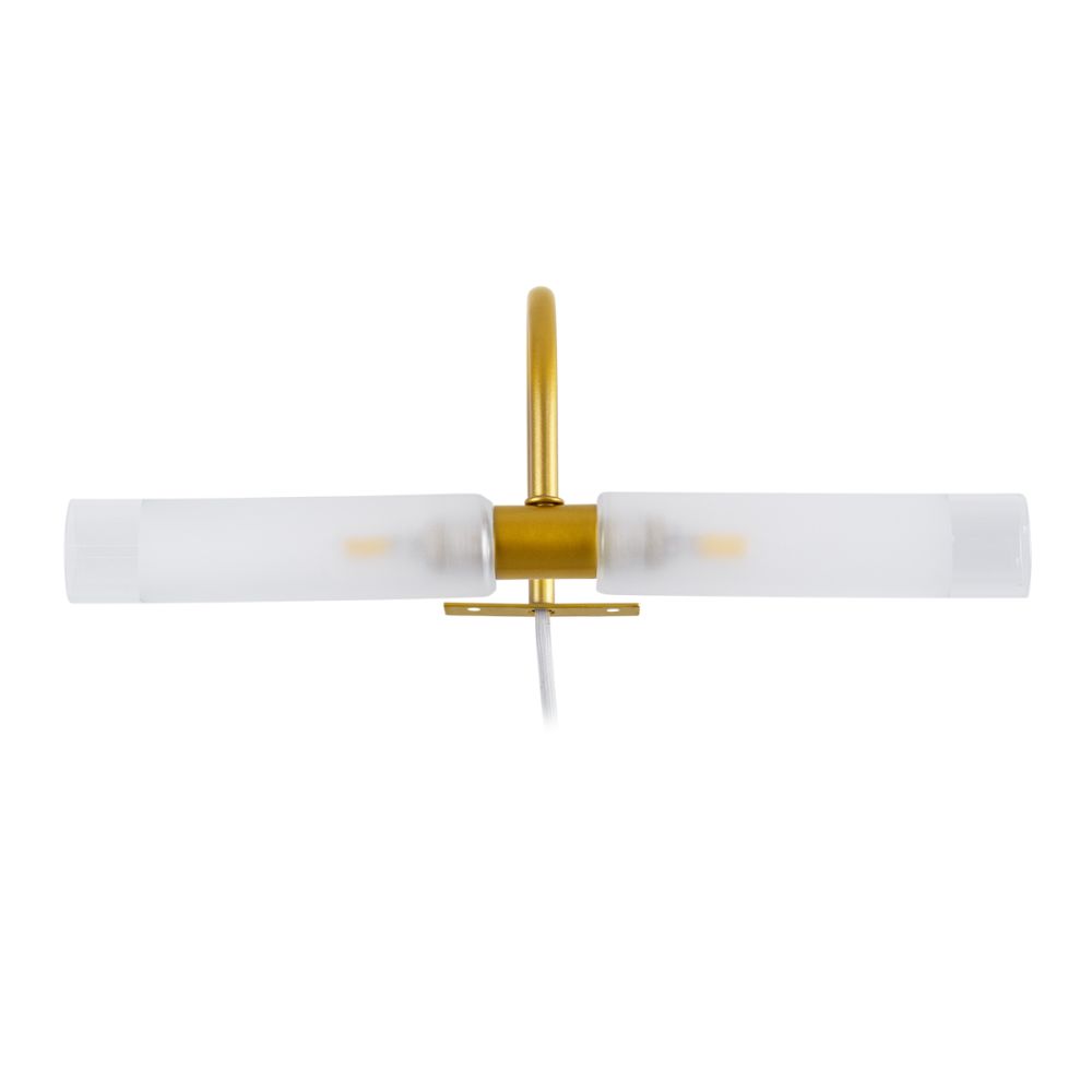GLOBOSTAR® FLORA 60413 Μοντέρνο Φωτιστικό Τοίχου - Απλίκα Καθρέπτη Μπάνιου με Ντουί 2 x G9 AC 220-240V IP44 - Χρυσό & Λευκό - Μ31 x Π13 x Υ12cm