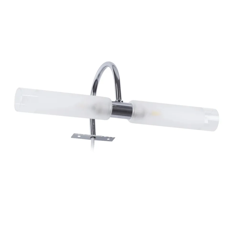 GLOBOSTAR® FLORA 60414 Μοντέρνο Φωτιστικό Τοίχου - Απλίκα Καθρέπτη Μπάνιου με Ντουί 2 x G9 AC 220-240V IP44 - Νίκελ Χρώμιο - Μ31 x Π13 x Υ12cm