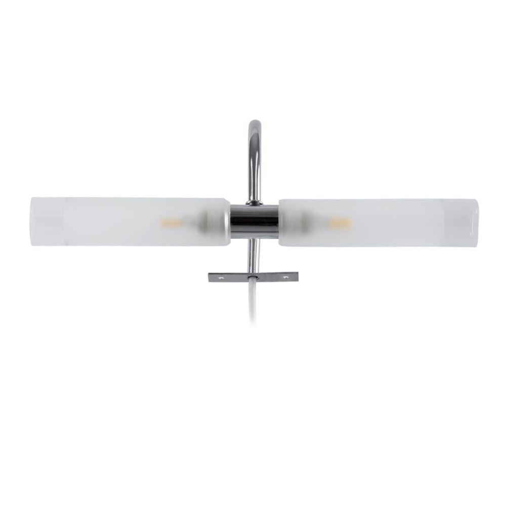 GLOBOSTAR® FLORA 60414 Μοντέρνο Φωτιστικό Τοίχου - Απλίκα Καθρέπτη Μπάνιου με Ντουί 2 x G9 AC 220-240V IP44 - Νίκελ Χρώμιο - Μ31 x Π13 x Υ12cm