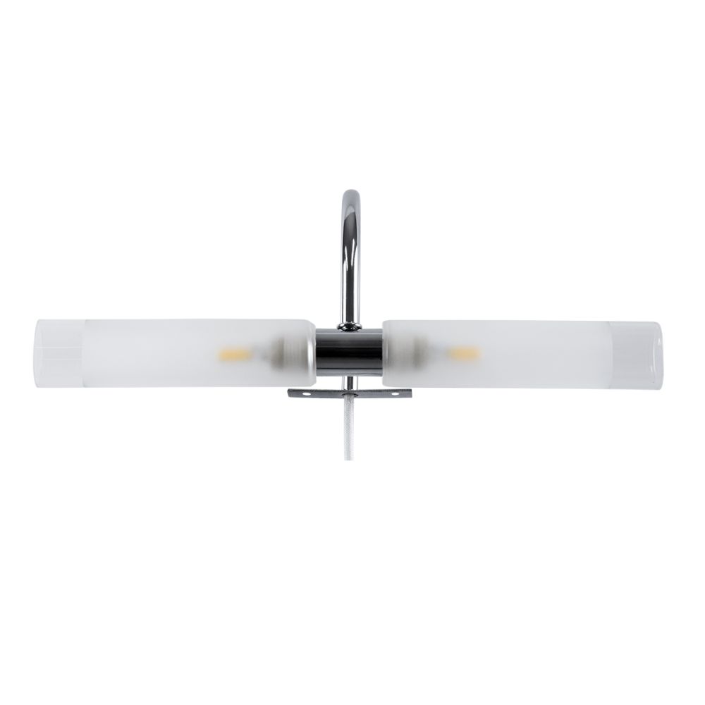 GLOBOSTAR® FLORA 60414 Μοντέρνο Φωτιστικό Τοίχου - Απλίκα Καθρέπτη Μπάνιου με Ντουί 2 x G9 AC 220-240V IP44 - Νίκελ Χρώμιο - Μ31 x Π13 x Υ12cm
