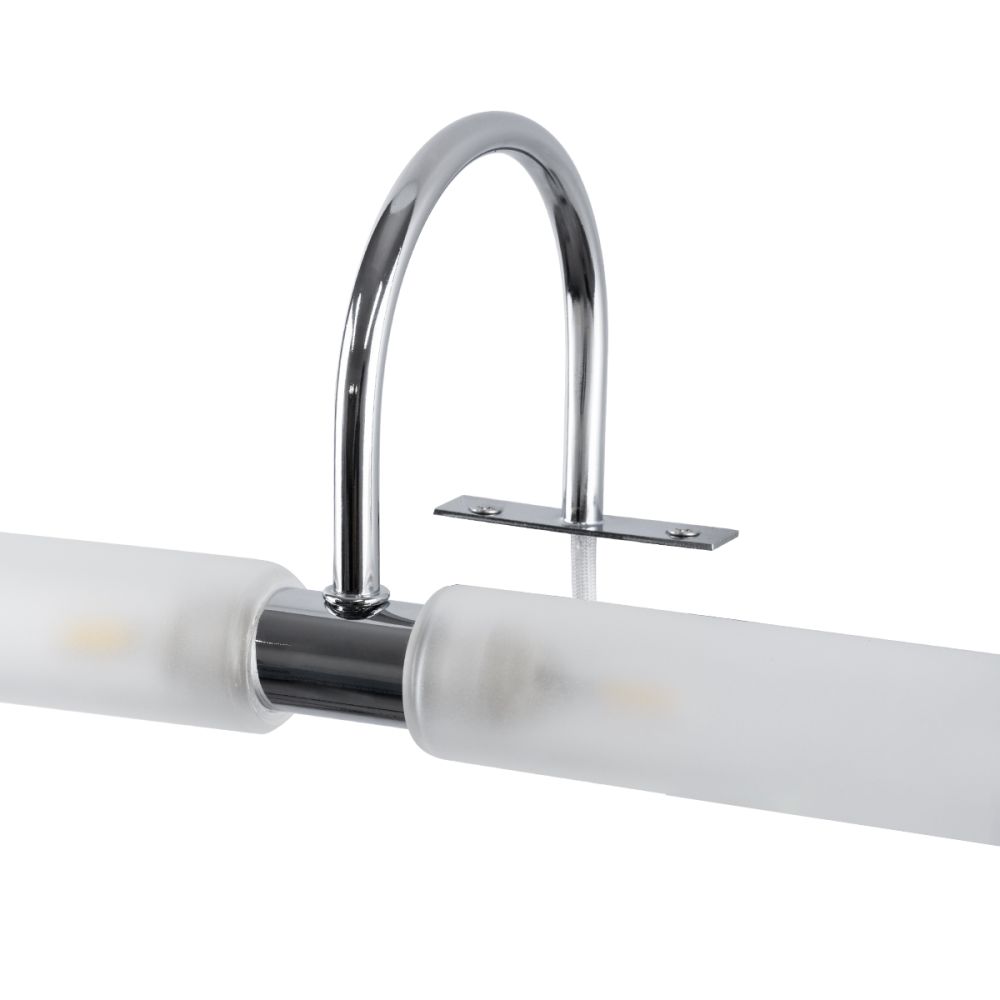 GLOBOSTAR® FLORA 60414 Μοντέρνο Φωτιστικό Τοίχου - Απλίκα Καθρέπτη Μπάνιου με Ντουί 2 x G9 AC 220-240V IP44 - Νίκελ Χρώμιο - Μ31 x Π13 x Υ12cm