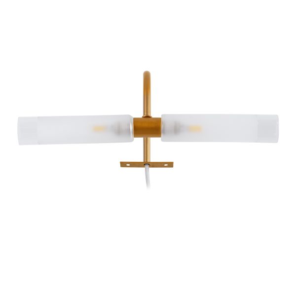 GLOBOSTAR® FLORA 60415 Μοντέρνο Φωτιστικό Τοίχου - Απλίκα Καθρέπτη Μπάνιου με Ντουί 2 x G9 AC 220-240V IP44 - Χάλκινο & Λευκό - Μ31 x Π13 x Υ12cm