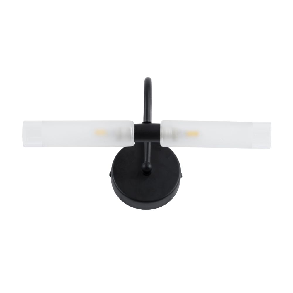 GLOBOSTAR® PAOLA 60416 Μοντέρνο Φωτιστικό Τοίχου - Απλίκα Καθρέπτη Μπάνιου με Ντουί 2 x G9 AC 220-240V Αδιάβροχο IP44 - Μαύρο Ματ & Λευκό - Μ31 x Π16 x Υ15cm