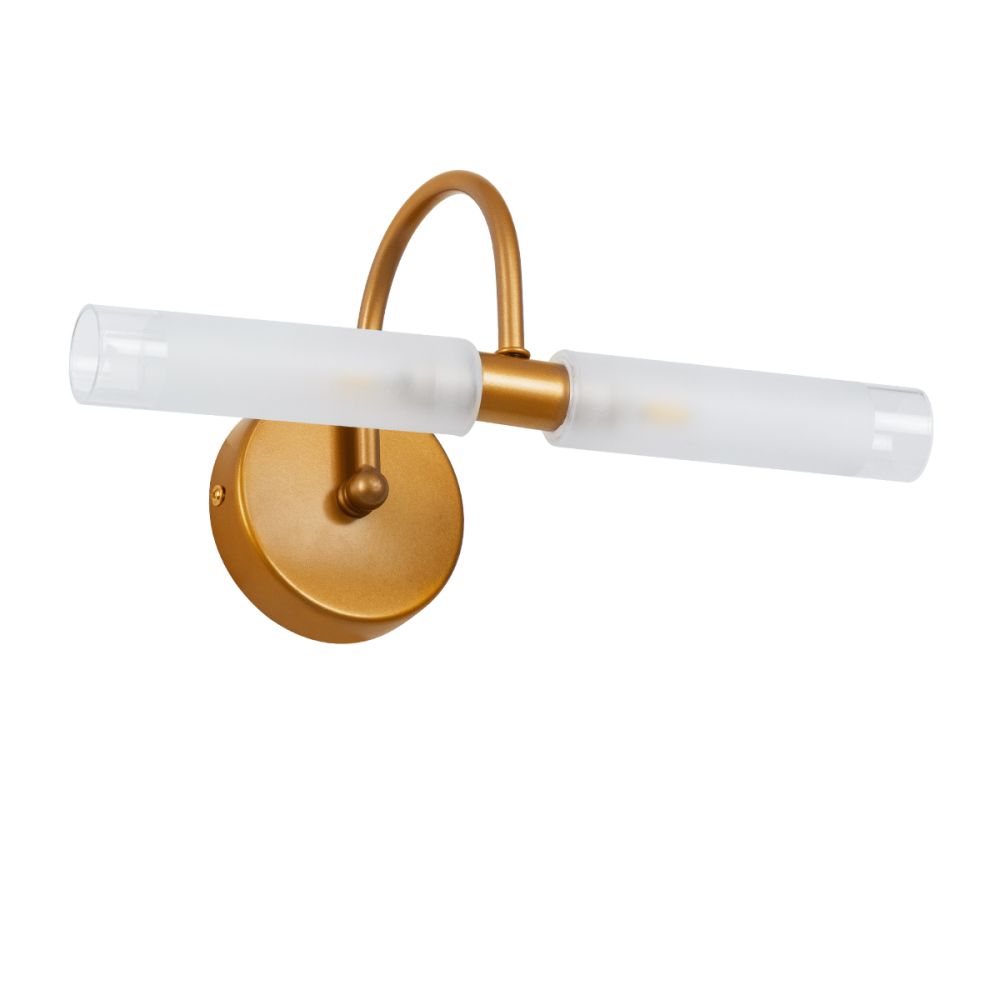 GLOBOSTAR® PAOLA 60419 Μοντέρνο Φωτιστικό Τοίχου - Απλίκα Καθρέπτη Μπάνιου με Ντουί 2 x G9 AC 220-240V Αδιάβροχο IP44 - Χάλκινο & Λευκό - Μ31 x Π16 x Υ15cm