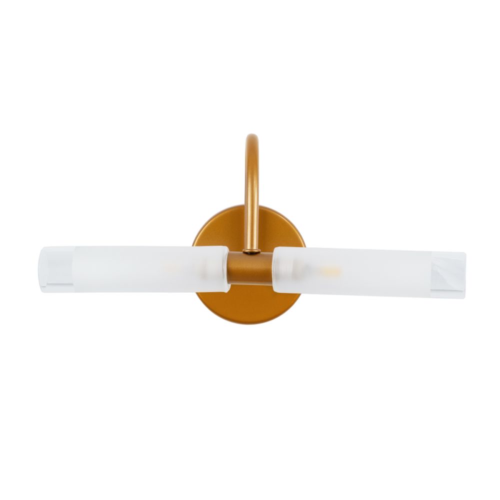 GLOBOSTAR® PAOLA 60419 Μοντέρνο Φωτιστικό Τοίχου - Απλίκα Καθρέπτη Μπάνιου με Ντουί 2 x G9 AC 220-240V Αδιάβροχο IP44 - Χάλκινο & Λευκό - Μ31 x Π16 x Υ15cm