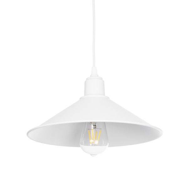 GLOBOSTAR® FERRO 203-0085 Μοντέρνο Κρεμαστό Φωτιστικό Οροφής με Ντουί 1 x E27 AC 220-240V IP20 - Λευκό - Μ30 x Π30 x Υ15cm