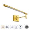 GLOBOSTAR® FRIDA 60459 Μοντέρνο Φωτιστικό Τοίχου - Απλίκα Καθρέπτη Μπάνιου LED 12W 1400lm 120° AC 220-240V IP44 Φυσικό Λευκό 4500K - Lumileds SMD Chip & TÜV SÜD Driver - Χρυσό Βούρτσας - Μ51 x Π25 x Υ10cm - 3 Χρόνια Εγγύηση