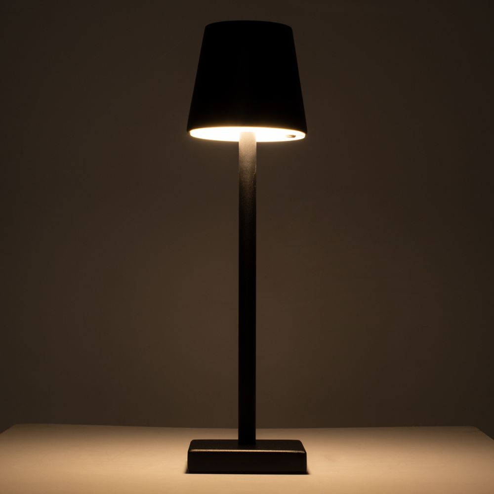 GLOBOSTAR® NEGA 60473 Μοντέρνο Επιτραπέζιο Φωτιστικό LED 2.2W 154lm 360° DC 5V με USB με Επαναφορτιζόμενη Μπαταρία Li-ion 3.7V 4000mAh IP20 Θερμό Λευκό 2700K με Αφή Dimmable - Lumileds SMD Chip - Μαύρο - Μ10 x Π10 x Υ39cm - 2 Χρόνια Εγγύηση