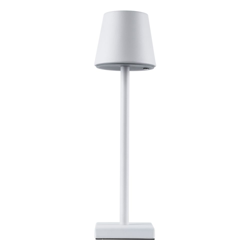 GLOBOSTAR® NEGA 60474 Μοντέρνο Επιτραπέζιο Φωτιστικό LED 2.2W 154lm 360° DC 5V με USB με Επαναφορτιζόμενη Μπαταρία Li-ion 3.7V 4000mAh IP20 Θερμό Λευκό 2700K με Αφή Dimmable - Lumileds SMD Chip - Λευκό - Μ10 x Π10 x Υ39cm - 2 Χρόνια Εγγύηση