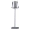 GLOBOSTAR® NEGA 60476 Μοντέρνο Επιτραπέζιο Φωτιστικό LED 2.2W 154lm 360° DC 5V με USB με Επαναφορτιζόμενη Μπαταρία Li-ion 3.7V 4000mAh IP20 Θερμό Λευκό 2700K με Αφή Dimmable - Lumileds SMD Chip - Ασημί - Μ10 x Π10 x Υ39cm - 2 Χρόνια Εγγύηση