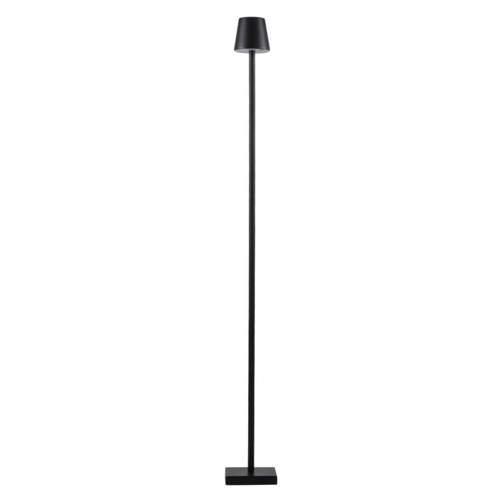 GLOBOSTAR® NEGA 60477 Μοντέρνο Επιδαπέδιο Φωτιστικό LED 2.2W 154lm 360° DC 5V με USB 2.0 με Επαναφορτιζόμενη Μπαταρία Li-ion 3.7V 4000mAh IP44 Θερμό Λευκό 2700K με Αφή Dimmable - Lumileds SMD Chip - Μαύρο - Μ10 x Π10 x Υ135cm - 2 Χρόνια Εγγύηση