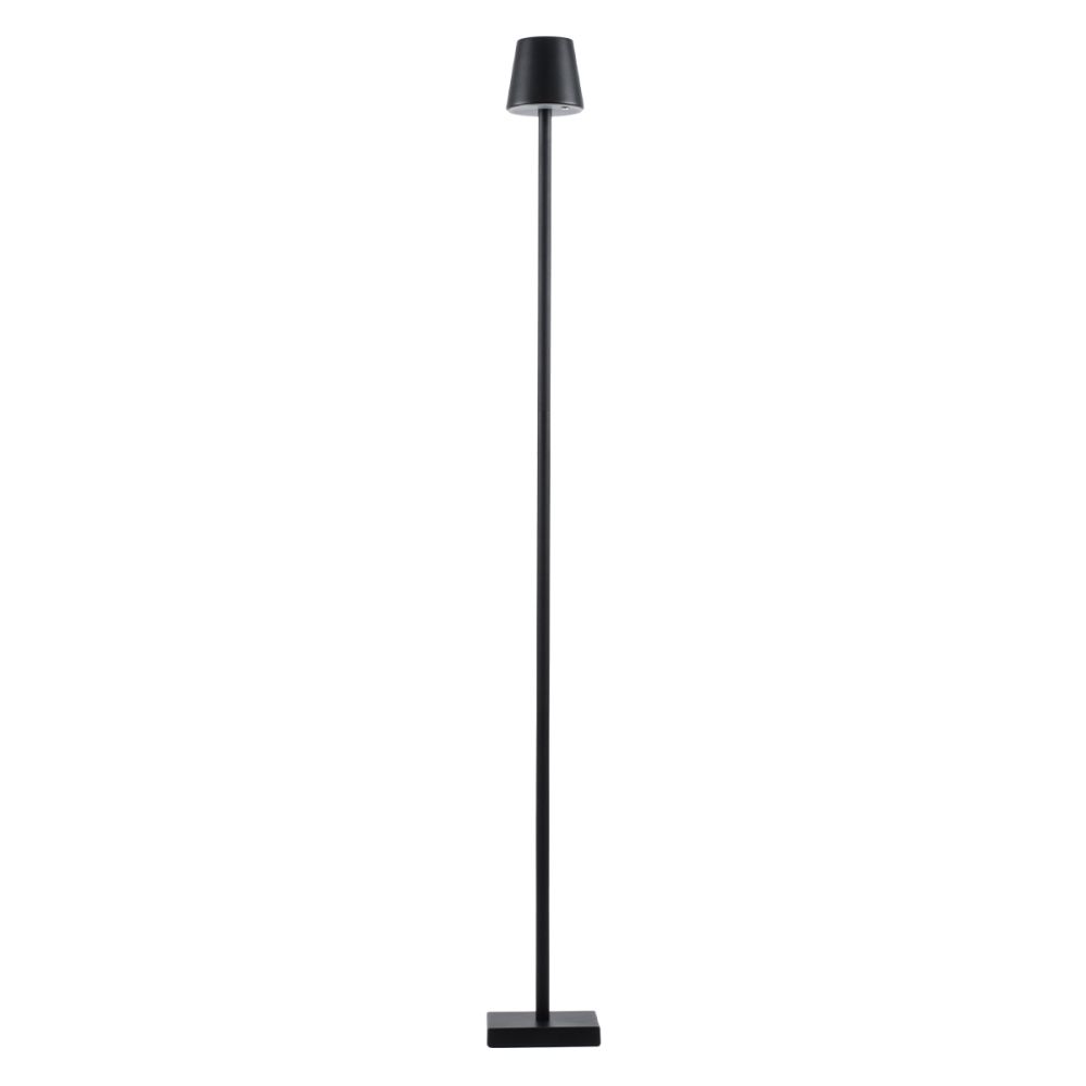 GLOBOSTAR® NEGA 60477 Μοντέρνο Επιδαπέδιο Φωτιστικό LED 2.2W 154lm 360° DC 5V με USB 2.0 με Επαναφορτιζόμενη Μπαταρία Li-ion 3.7V 4000mAh IP44 Θερμό Λευκό 2700K με Αφή Dimmable - Lumileds SMD Chip - Μαύρο - Μ10 x Π10 x Υ135cm - 2 Χρόνια Εγγύηση