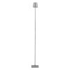 GLOBOSTAR® NEGA 60480 Μοντέρνο Επιδαπέδιο Φωτιστικό LED 2.2W 154lm 360° DC 5V με USB 2.0 με Επαναφορτιζόμενη Μπαταρία Li-ion 3.7V 4000mAh IP44 Θερμό Λευκό 2700K με Αφή Dimmable - Lumileds SMD Chip - Ασημί - Μ10 x Π10 x Υ135cm - 2 Χρόνια Εγγύηση