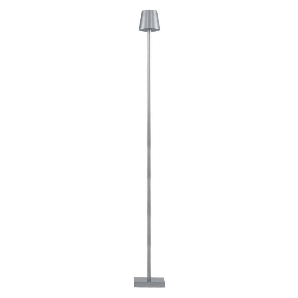 GLOBOSTAR® NEGA 60480 Μοντέρνο Επιδαπέδιο Φωτιστικό LED 2.2W 154lm 360° DC 5V με USB 2.0 με Επαναφορτιζόμενη Μπαταρία Li-ion 3.7V 4000mAh IP44 Θερμό Λευκό 2700K με Αφή Dimmable - Lumileds SMD Chip - Ασημί - Μ10 x Π10 x Υ135cm - 2 Χρόνια Εγγύηση