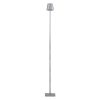GLOBOSTAR® NEGA 60480 Μοντέρνο Επιδαπέδιο Φωτιστικό LED 2.2W 154lm 360° DC 5V με USB 2.0 με Επαναφορτιζόμενη Μπαταρία Li-ion 3.7V 4000mAh IP44 Θερμό Λευκό 2700K με Αφή Dimmable - Lumileds SMD Chip - Ασημί - Μ10 x Π10 x Υ135cm - 2 Χρόνια Εγγύηση