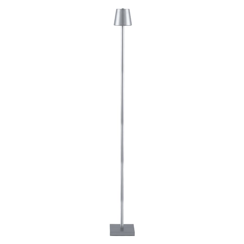 GLOBOSTAR® NEGA 60480 Μοντέρνο Επιδαπέδιο Φωτιστικό LED 2.2W 154lm 360° DC 5V με USB 2.0 με Επαναφορτιζόμενη Μπαταρία Li-ion 3.7V 4000mAh IP44 Θερμό Λευκό 2700K με Αφή Dimmable - Lumileds SMD Chip - Ασημί - Μ10 x Π10 x Υ135cm - 2 Χρόνια Εγγύηση