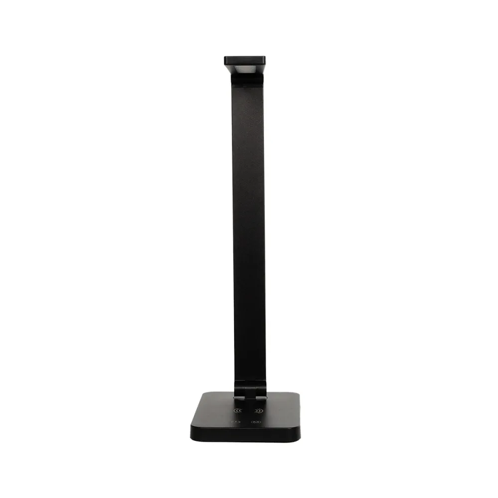 GLOBOSTAR® TEBLA 60482 Μοντέρνο Επιτραπέζιο Φωτιστικό Γραφείου με Ασύρματη Φόρτιση 5W 1A LED 5W 500lm 120° AC 220-240V IP20 Ρυθμιζόμενο Λευκό CCT με Αφή 2700K/4500K/6000K Dimmable - Bridgelux SMD Chip - Μαύρο - Μ11 x Π31 x Υ52cm - 2 Χρόνια Εγγύηση